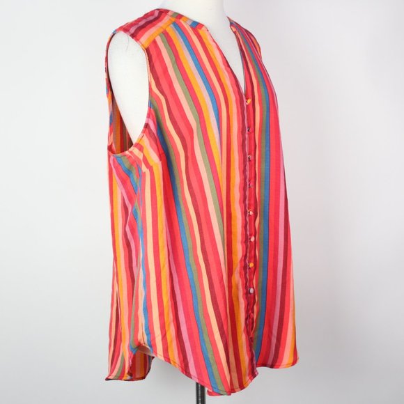 Torrid Womens 1X Colorful Gauze Striped Harper Sleeveless Blouse Top - Picture 2 of 4